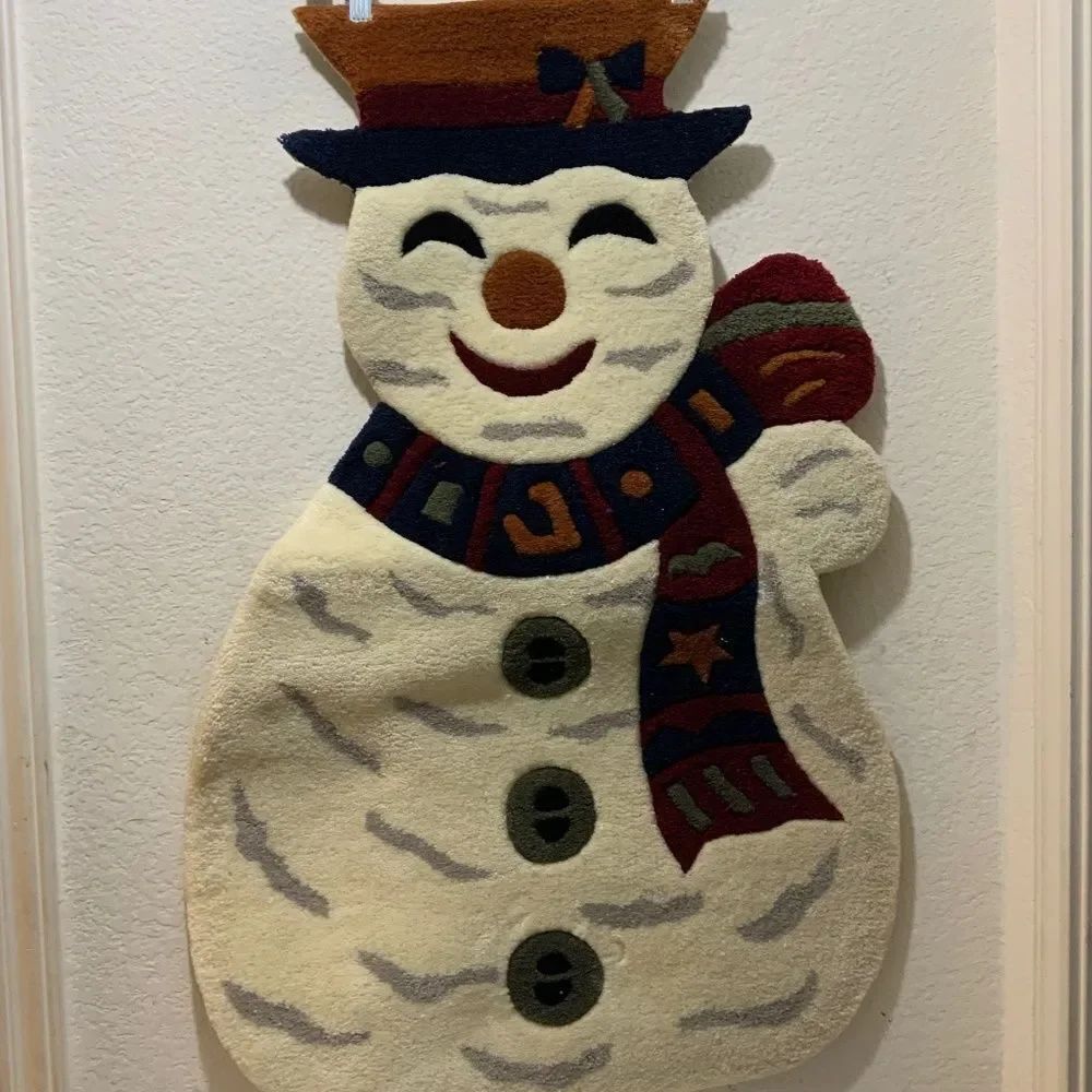 New Christmas Holiday Snowman with Scarf Rug 34”Long x 21" Wide